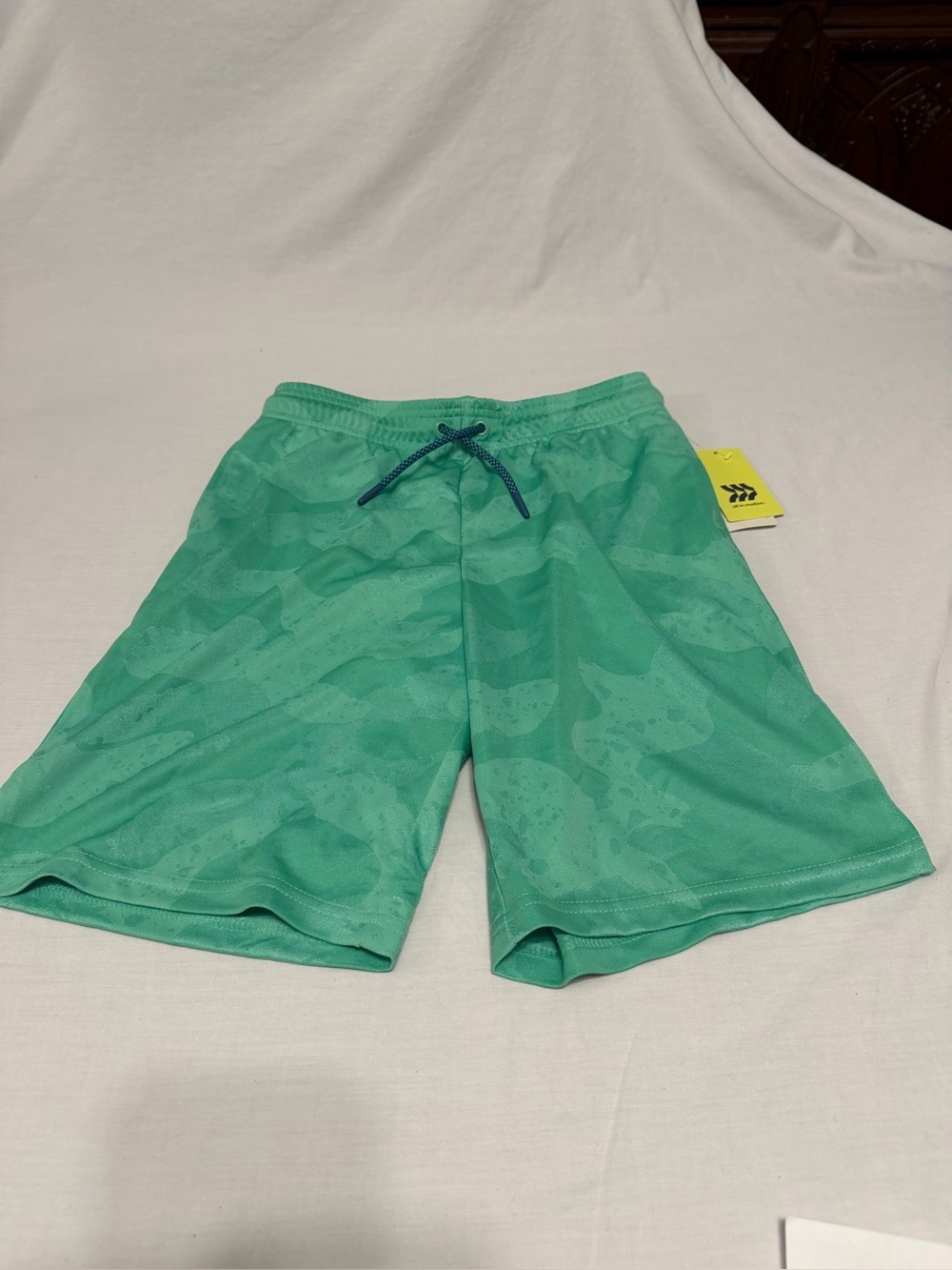 NWT Boys Aqua Green Athletic Shorts with Drawstring Size L 14/16